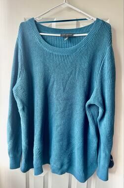Lane Bryant Teal Blue Ribbed Knit Pullover Sweater Size 22/24 Cozy Plus Size